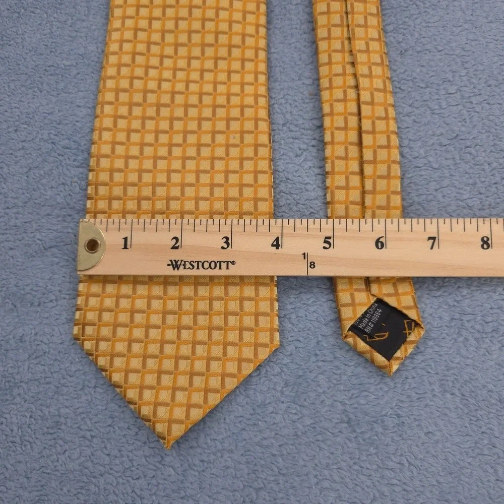 Enrico Giordano Signature Collection Silk Tie Mens Orange Gold Geometric Squares